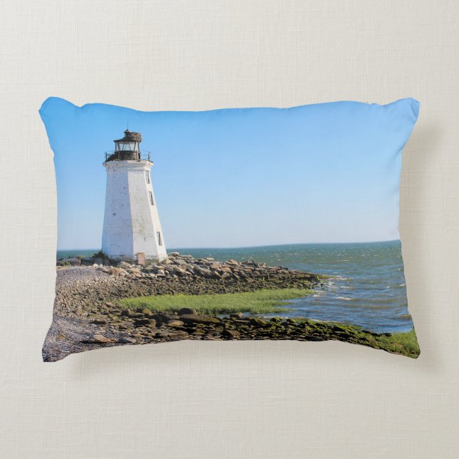 Fayerweather Island Lighthouse, Connecticut Zierkissen (Vorderseite)