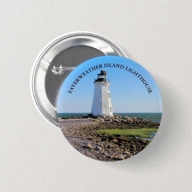 Fayerweather Island Lighthouse CT Round Button (Vorne & Hinten)