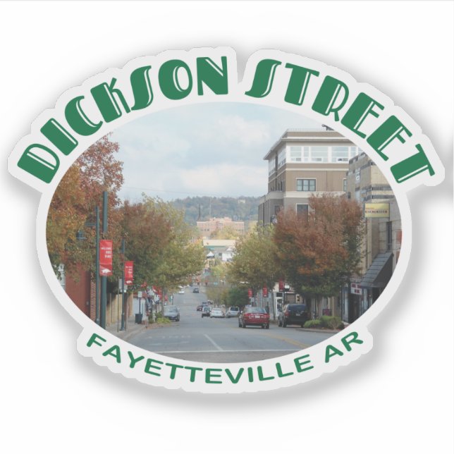 Fayetteville Arkansas Dickson Street mit Foto Aufkleber (Vorderseite)