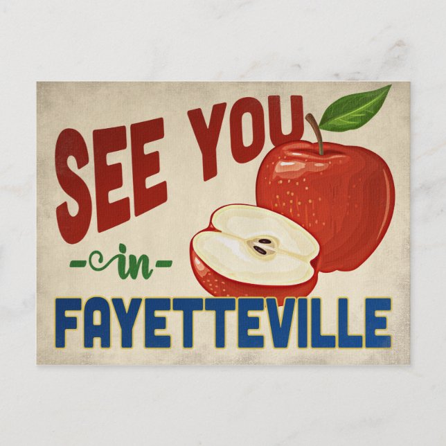 Fayetteville North Carolina Apple - Vintage Travel Postkarte (Vorderseite)
