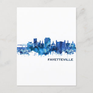 Fayetteville North Carolina Skyline Blue Einladungspostkarte