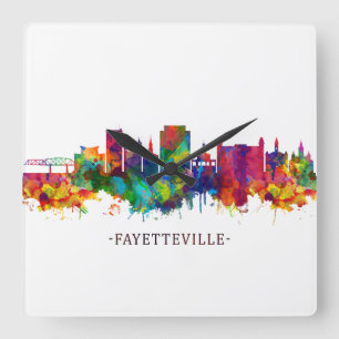 Fayetteville North Carolina Skyline Quadratische Wanduhr