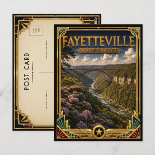 Fayetteville West Virginia Vintage Art Deco Golden Postkarte