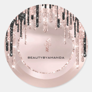 FB Social Media Makeup Artist Tropfens Rose Glitze Runder Aufkleber