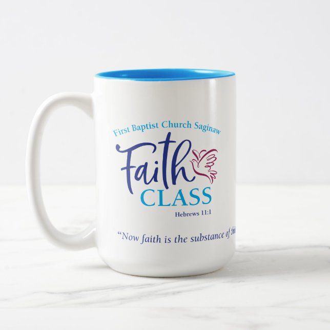 FBC Saginaw Glauben-Klasse - 15 Unze. Kaffee-Tasse Zweifarbige Tasse (Links)