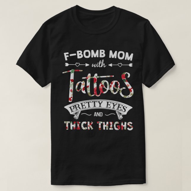 Fbomb Pitbull Mama mit Tattoos Hübsche Augen und T T-Shirt (Design vorne)