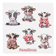 FC CROSS STITCH COW STICKERS!