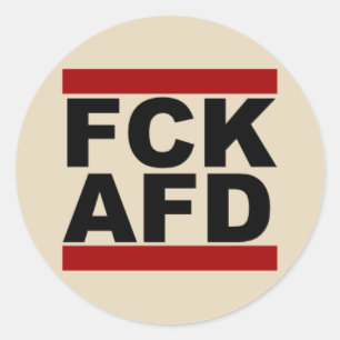"Fck AfD", runder Aufkleber
