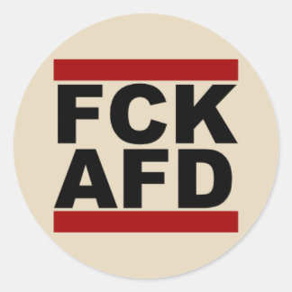 "Fck AfD", runder Aufkleber