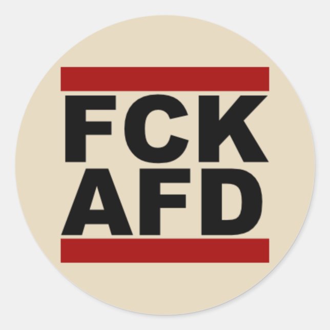 "Fck AfD", runder Aufkleber (Vorderseite)
