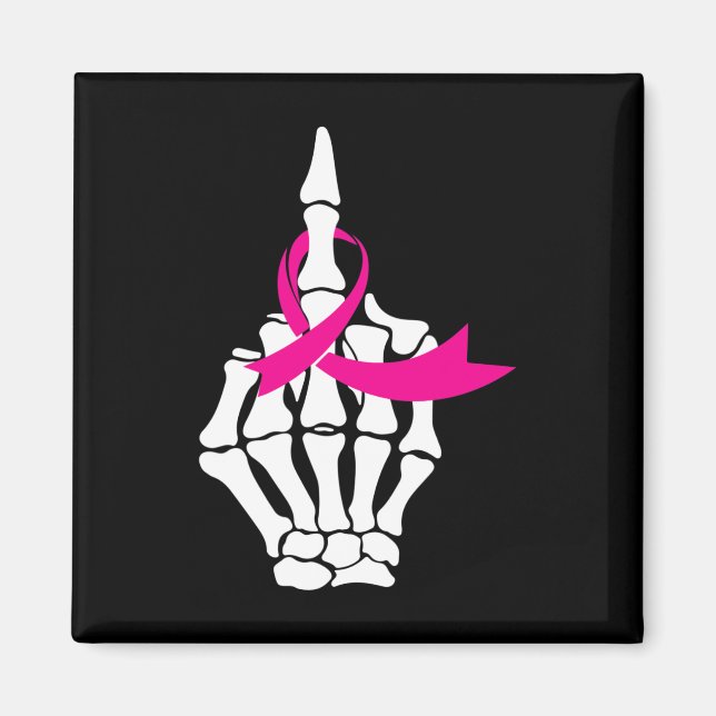 Fck Breast Cancer Middle Finger Pink Ribbon Awaren Magnet (Vorne)