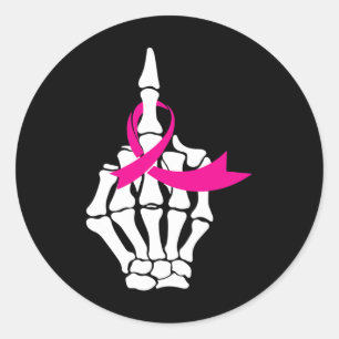 Fck Breast Cancer Middle Finger Pink Ribbon Awaren Runder Aufkleber