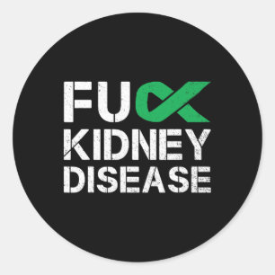 Fck Kidney Disease Awareness Month Green Ribbon Su Runder Aufkleber