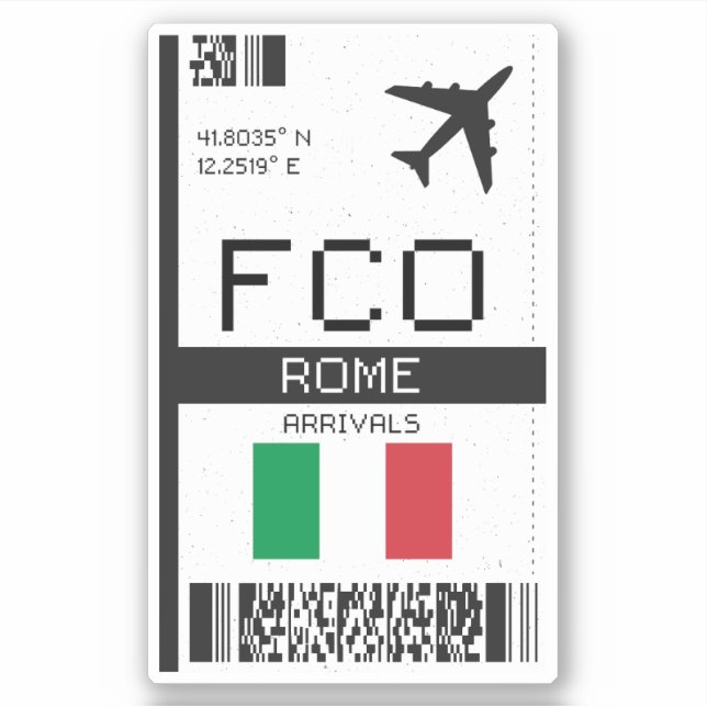 FCO Rom Boarding Pass - Italien Reisen Aufkleber (Vorderseite)