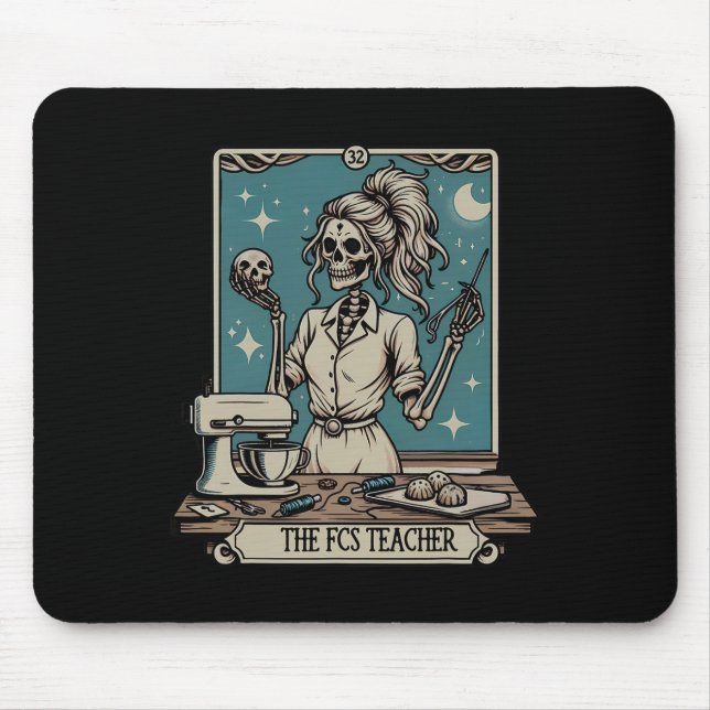 Fcs Teacher Skeleton Halloween Familie und Verbrau Mousepad (Vorne)
