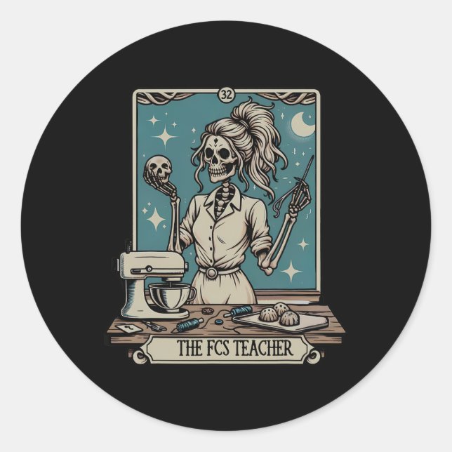 Fcs Teacher Skeleton Halloween Familie und Verbrau Runder Aufkleber (Vorderseite)