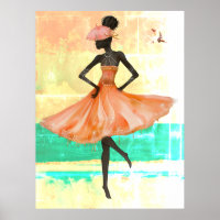 *~* FD2 28 Rosa Flamingo Tropische Schwarze Frau