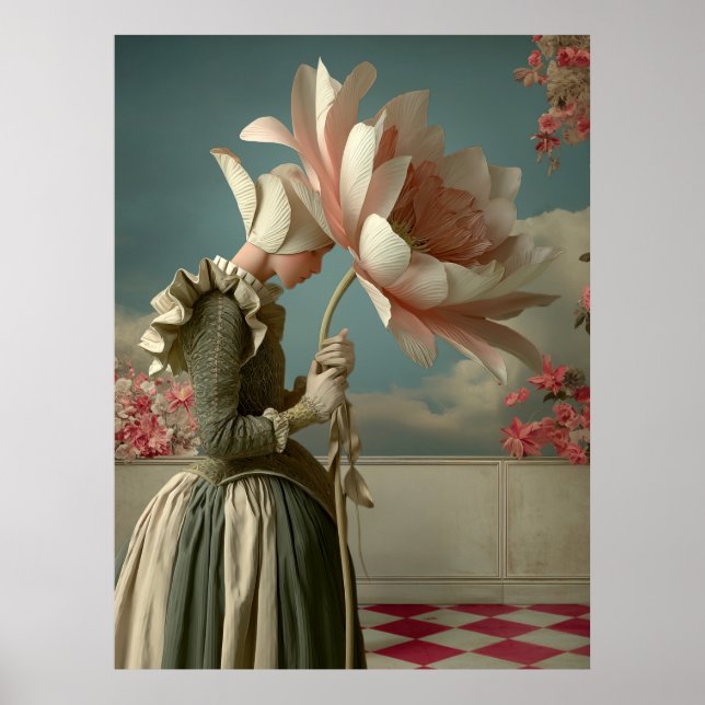 *~* FD2 29 Frau Retro-Blumen Florale Surreal Poster (Vorne)