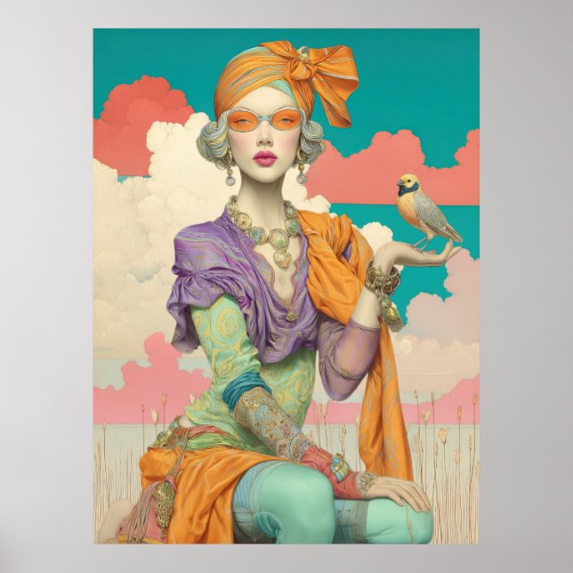 FD2 Bohemisch Boho Summer Glam Woman Bird 41 Poster (Vorne)
