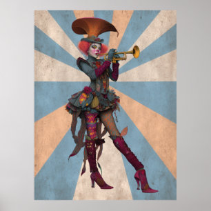 FD2 Circus Clown Art 16 Vintag Retro Karneval Kuns Poster