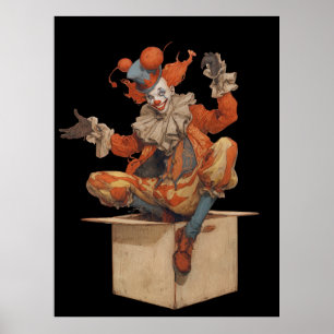 FD2 Circus Clown Art 20 Vintag Retro Karneval Poster