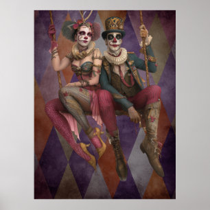 FD2 Circus Clown Art 30 Vintag Retro Karneval Poster