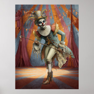 FD2 Circus Clown Art 3 Vintag Retro Karneval Kunst Poster