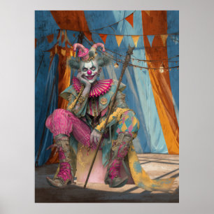 FD2 Circus Clown Art 6 Vintag Retro Karneval Kunst Poster