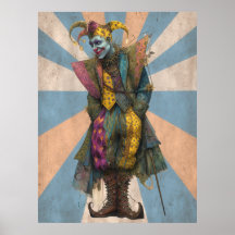 FD2 Circus Clown Art 9 Vintag Retro Karneval Kunst