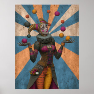 FD2 Circus Clown Art Vintag Retro Karneval 26 Poster