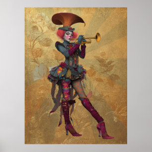 FD2 Circus Clown Art Vintag Retro Karneval Kunst 1 Poster