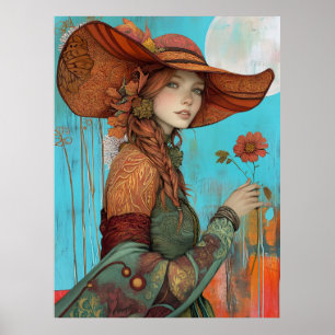 *~* FD2 Fall Girl Herbst Retro Blume Hat 21 Poster