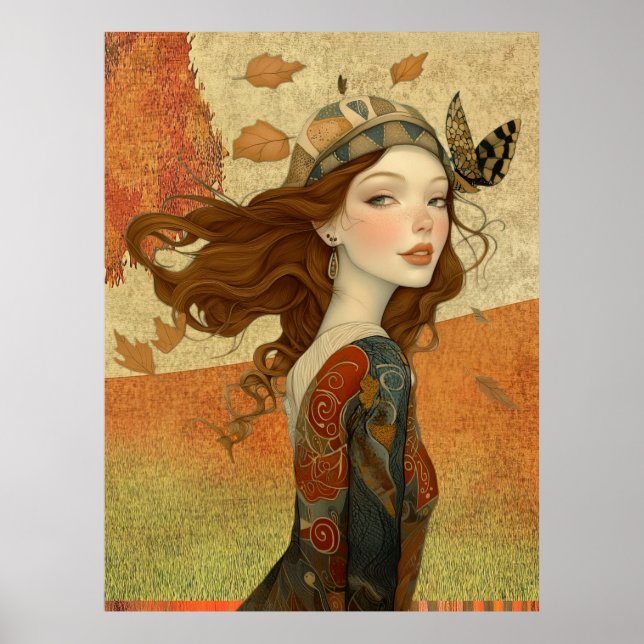 *~* FD2 Fall Whimsical Girl Herbst Retro 10 Poster (Vorne)