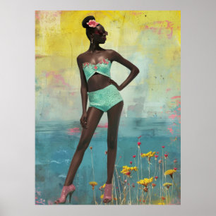 *~* FD2 Fett Tropische schwarze Frau Bun 14 Poster
