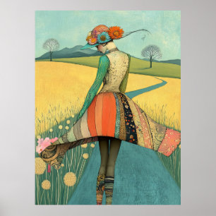 FD2 Florale Retro-Launische Mädchenkunst Vintage 3 Poster