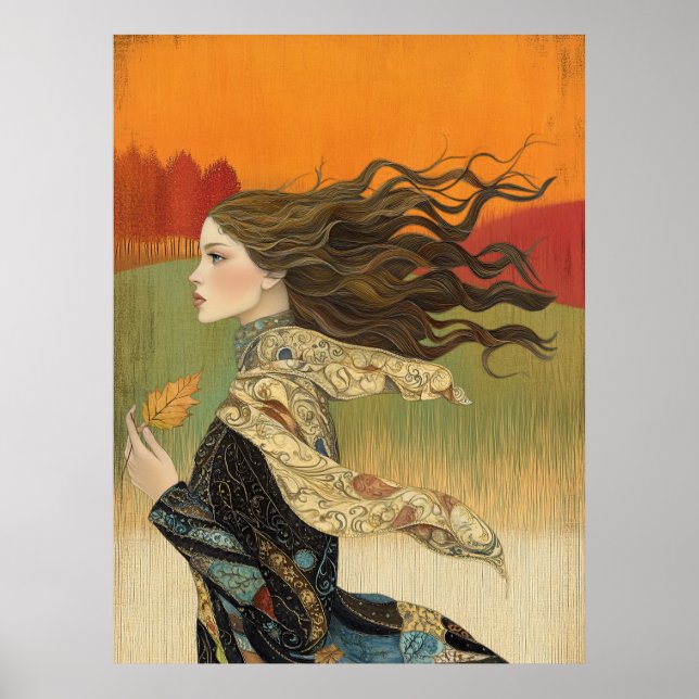 *~* FD2 Hübsch Herbstmädchen Herbst Retro 4 Poster (Vorne)