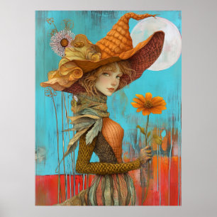 *~* FD2 Retro Floral Fall Girl Herbst Hat 20 Poster