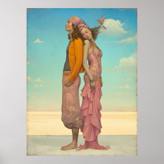 *~* FD2 Retro Liebe Romantische Boho Couple 22 Poster (Vorne)