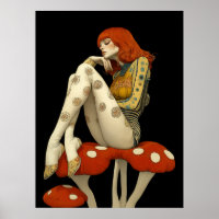 FD2 Retro Whimsical Girl Art 32 Vintage Floral
