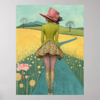 FD2 Retro Whimsical Mädchen Kunst Vintage 12 Flor
