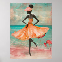 *~* FD2 Rosa Flamingo Tropische Schwarze Frau 28
