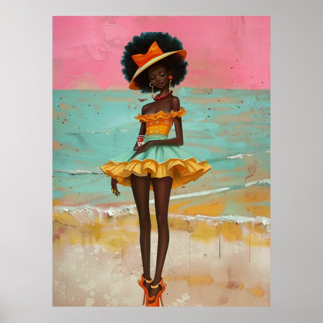 *~* FD2 Vibrant Tropical GODESS Black Woman 33 Poster (Vorne)