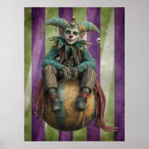 FD2 Zirkus Clown Kunst 1 Vintage Retro Karneval Ku Poster