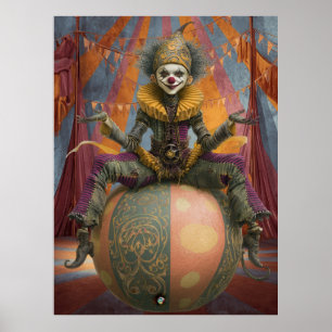 FD2 Zirkus Clown Kunst 4 Vintage Retro Karneval Ku Poster