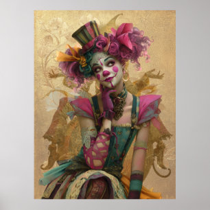 FD2 Zirkus Clown Kunst Vintage Retro Karneval Kuns Poster