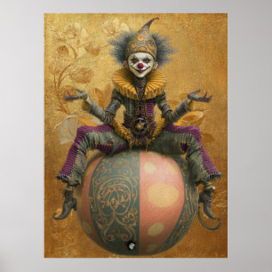 FD2 Zirkus Clown Kunst Vintage Retro Karneval Kuns Poster