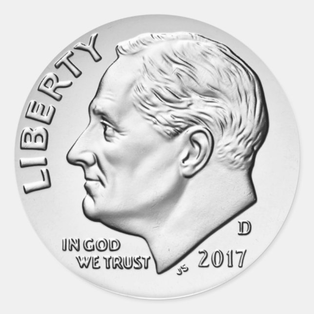 FDR Dime Classic Round Aufkleber (Vorderseite)