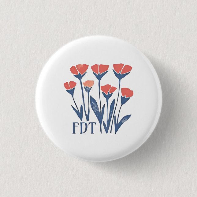 FDT Floral Wreath Subtle Feminine Boho Anti-Trump Button (Vorderseite)