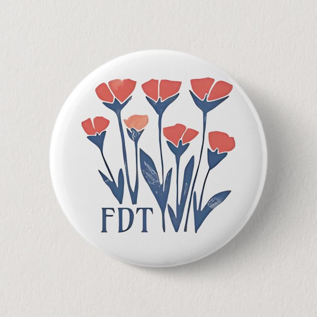 FDT Floral Wreath Subtle Feminine Boho Anti-Trump Button (Vorderseite)