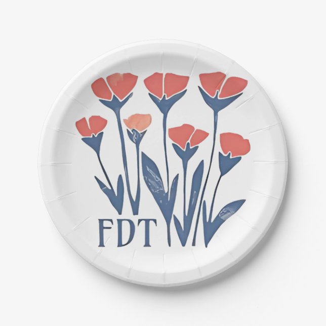 FDT Floral Wreath Subtle Feminine Boho Anti-Trump Pappteller (Vorderseite)
